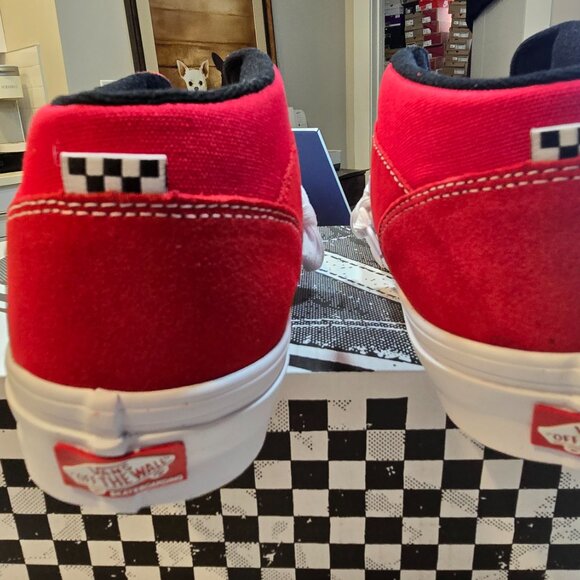 VANS Skate Half Cab VN0A5FCDY52 RED WHITE MID TOP SHOES LEATHER MEN'S 10.5 NEW - Picture 6 of 10